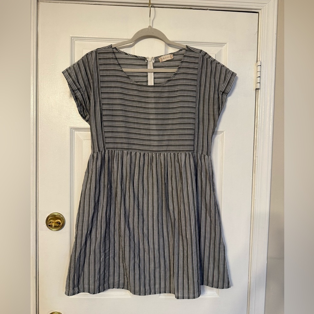 Altar'd State Gray Striped Midi Dress